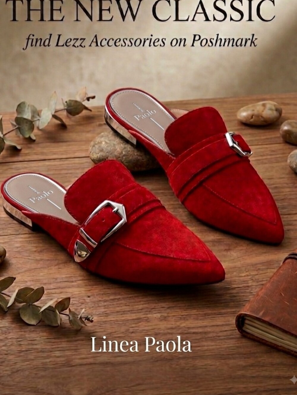 Linea Paolo Women's Ace Red Buckle Pointed Toe Mule Size 9